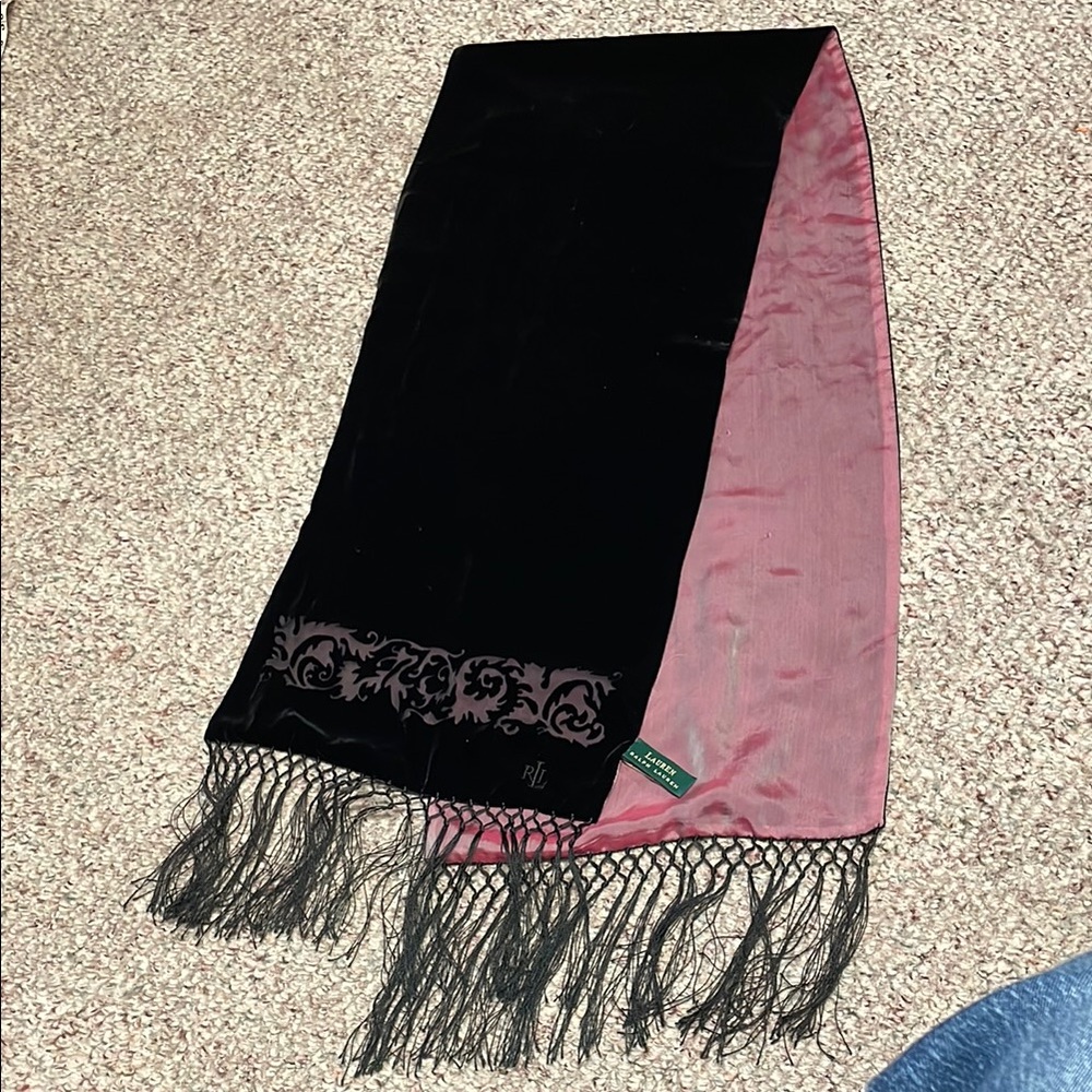 Ralph Lauren velvet fringe Scarf